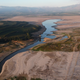 The Theewaterskloof Dam, which supplies most of Cape Town's potable water is seen from above near Villiersdorp
